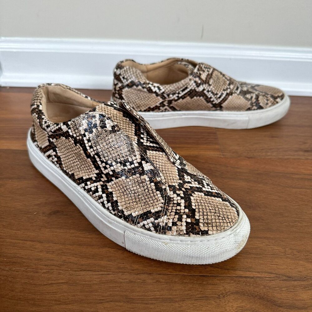 J Slides Heidi Animal Snakeskin Print Leather Slip On Platform Sneakers Size 8.5